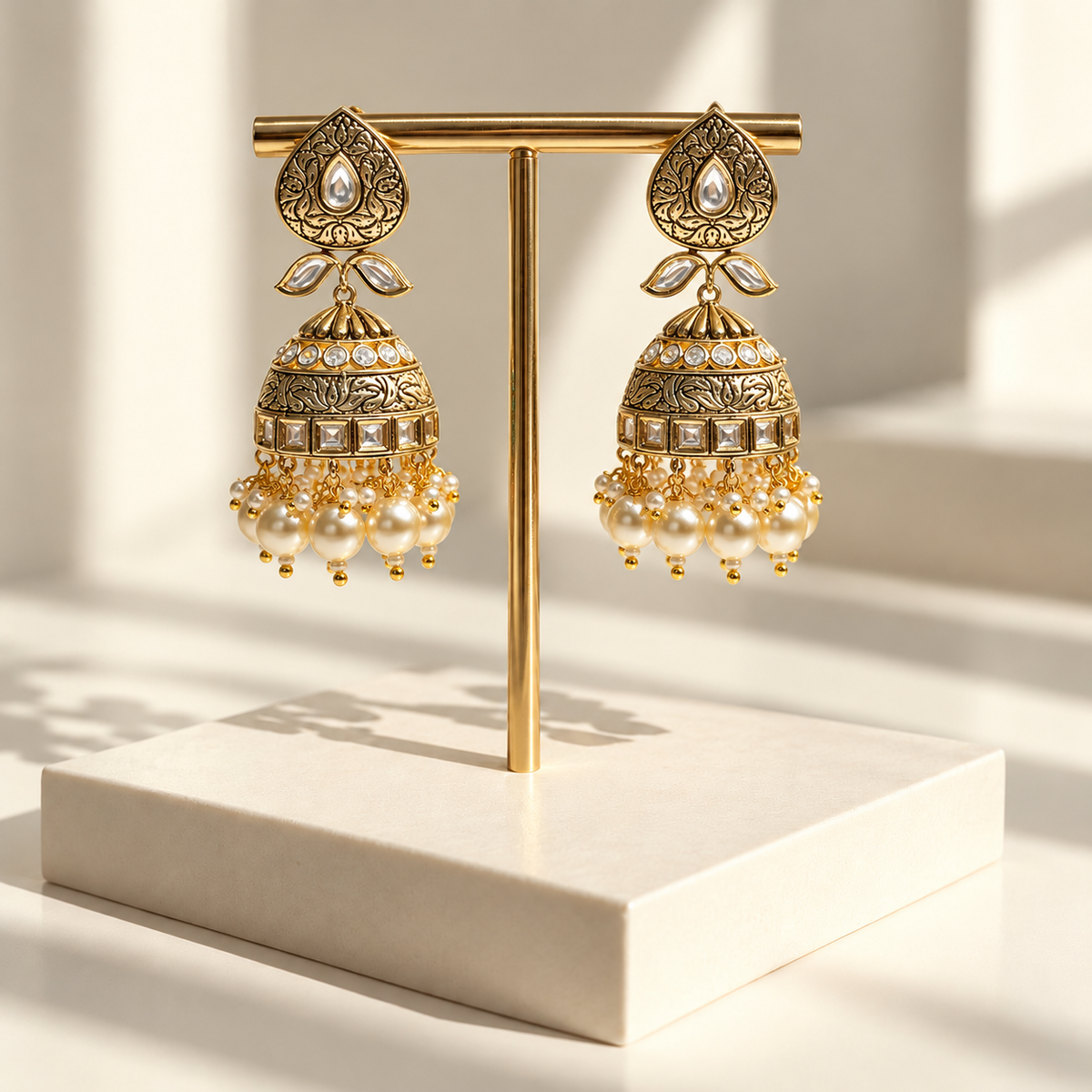 Classic Dome Pearl Jhumka Earrings