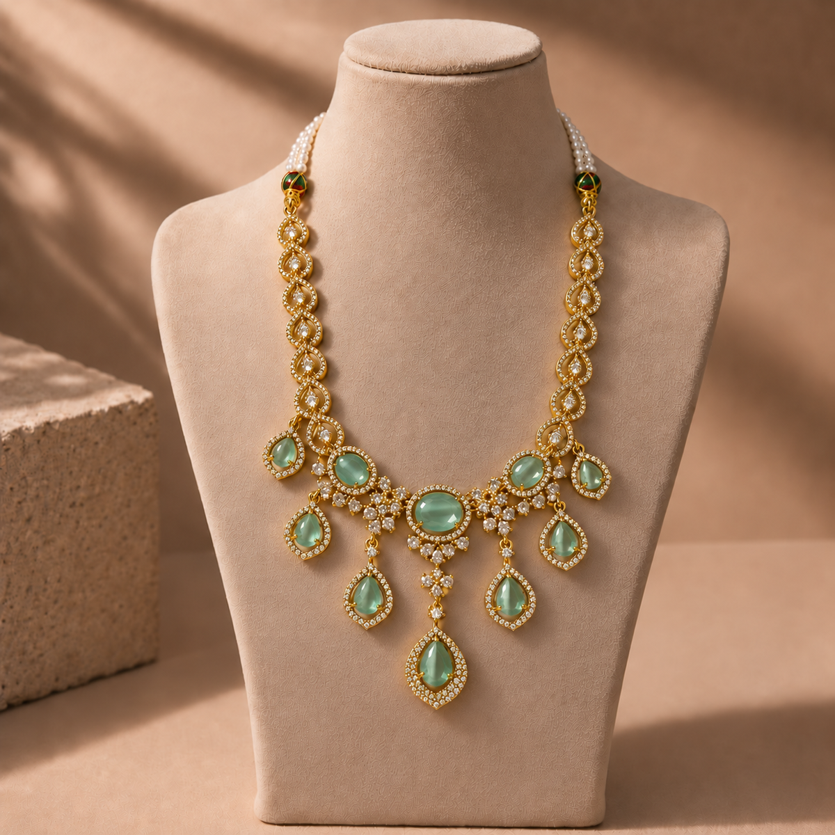 American Diamond Crystal Drop Necklace Set