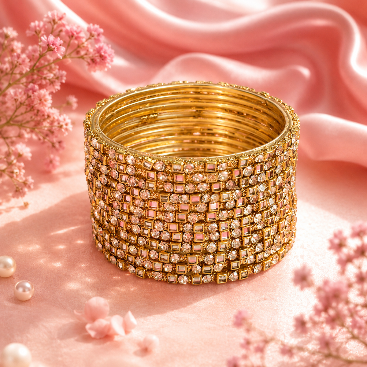 Square Stones Glass Bangles