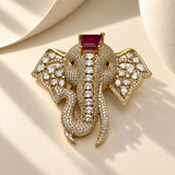 Elephant Design AD Stone Brooch