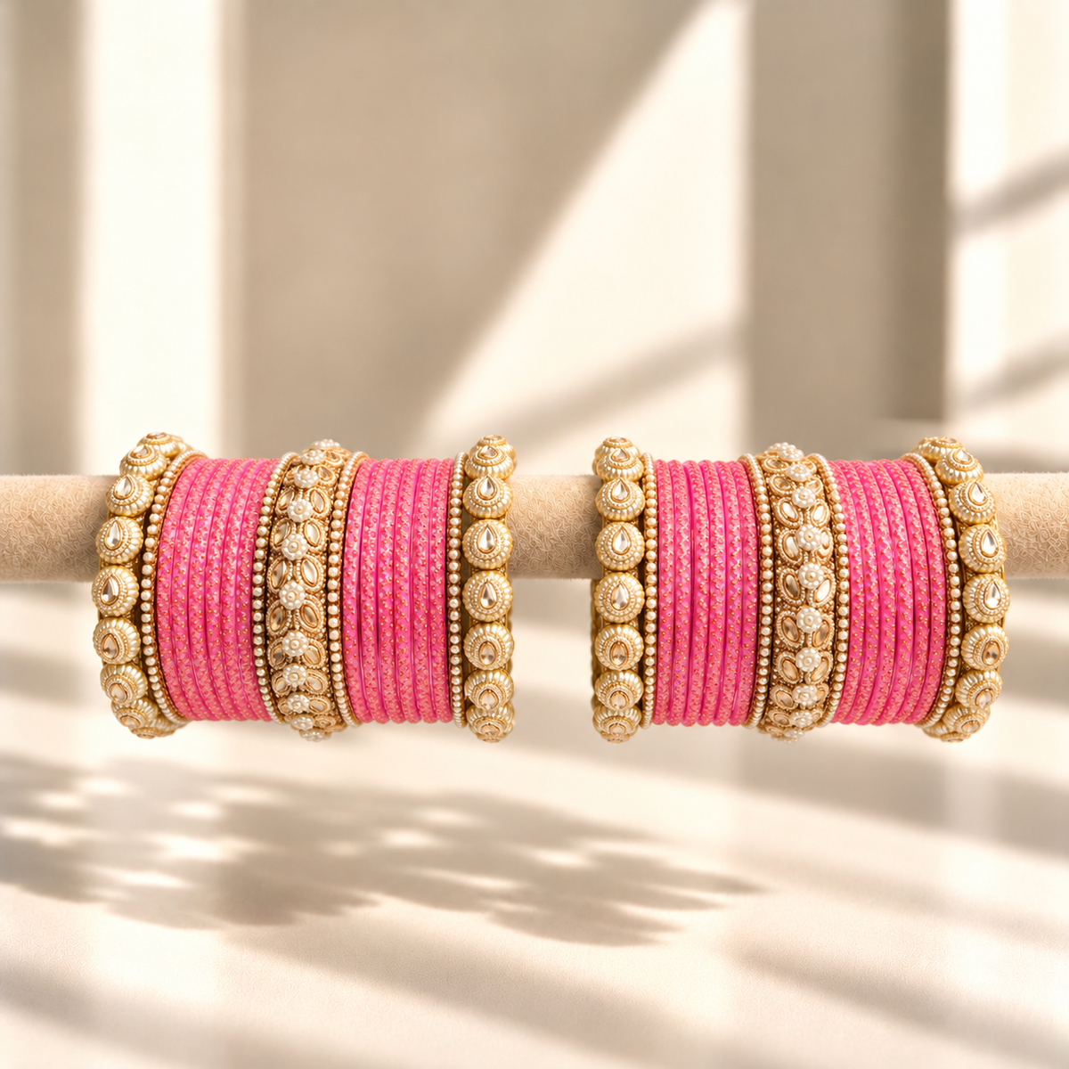 Drop Border Glass Bangle Set