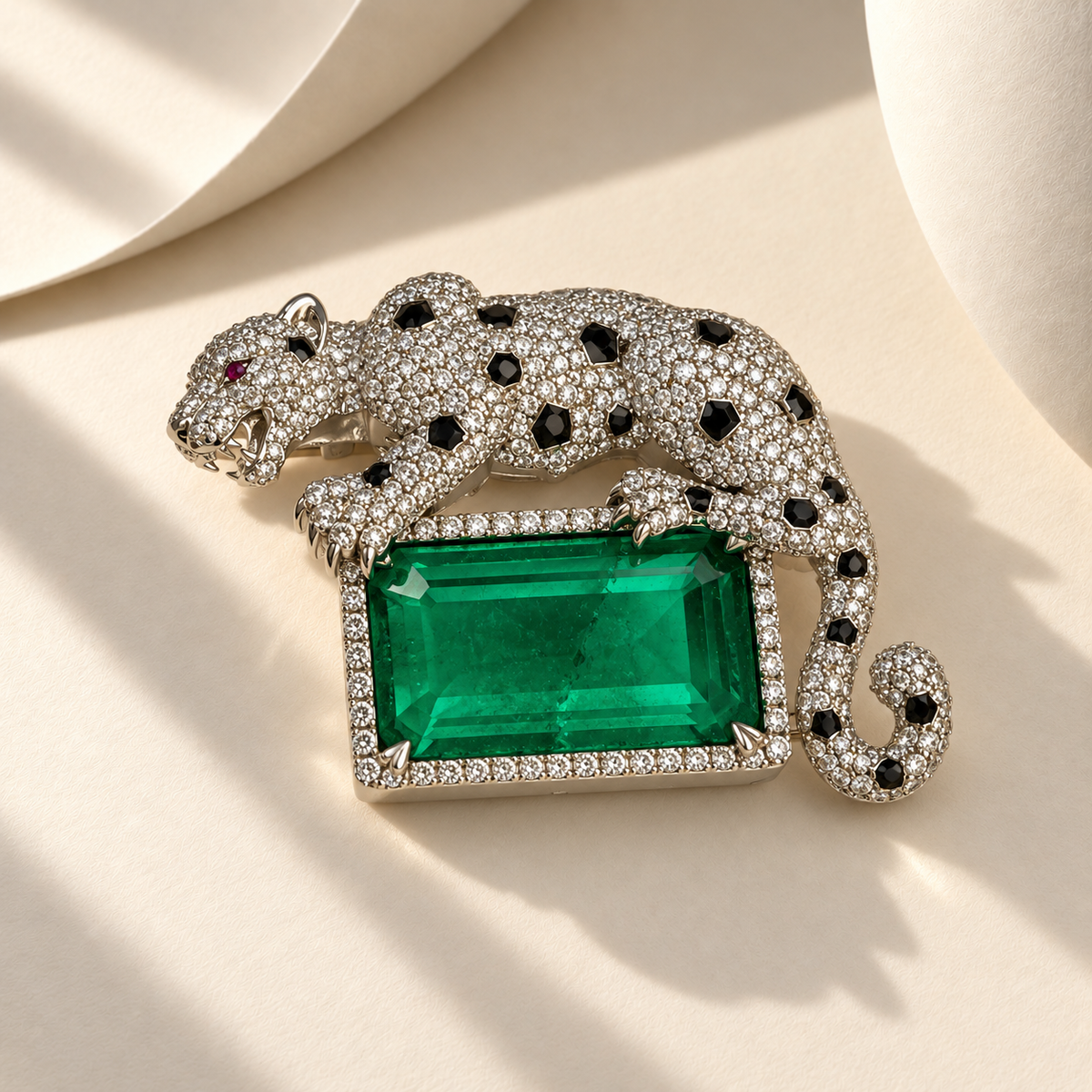 Panther design AD Kundan Brooch