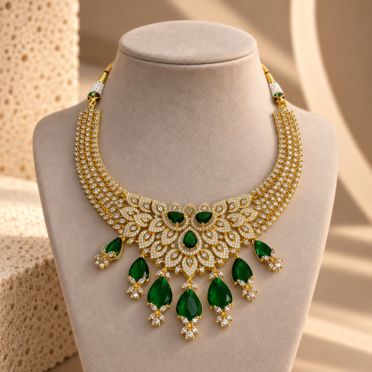 Leafwork Stone Necklace Set