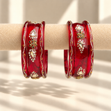 Drop Stone Short Glass Kada Bangle Set