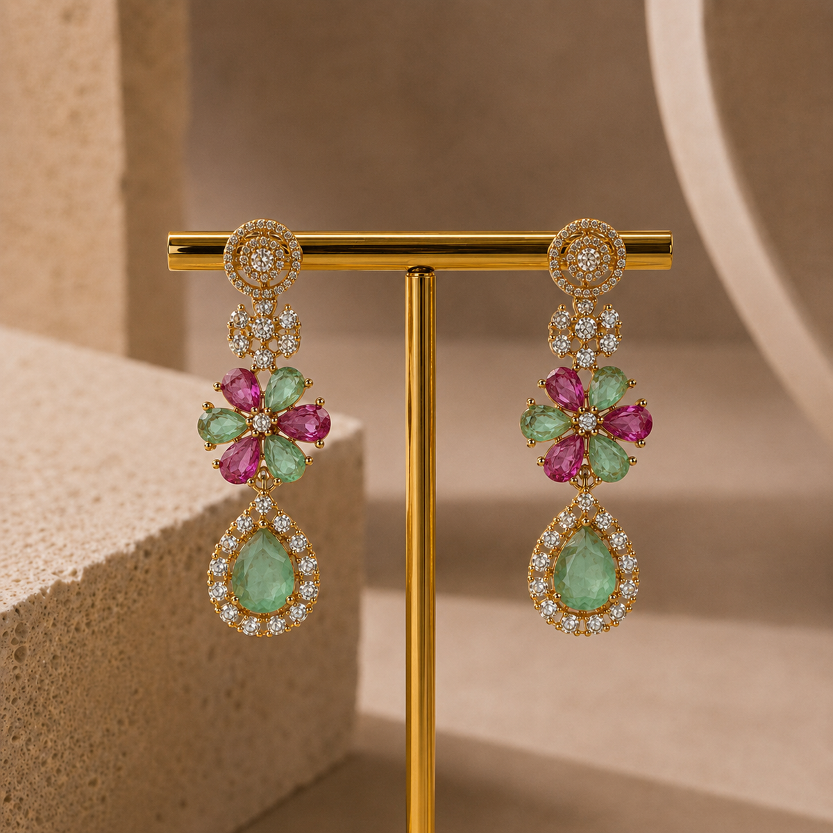 Twin Drop Motif Jewellery Set