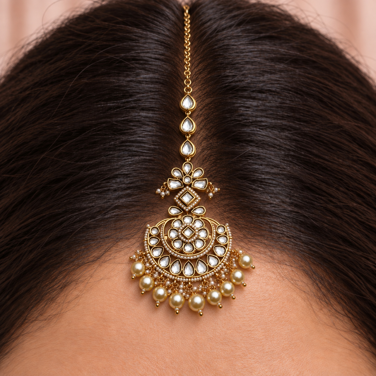 Pearl Border Maang Tikka