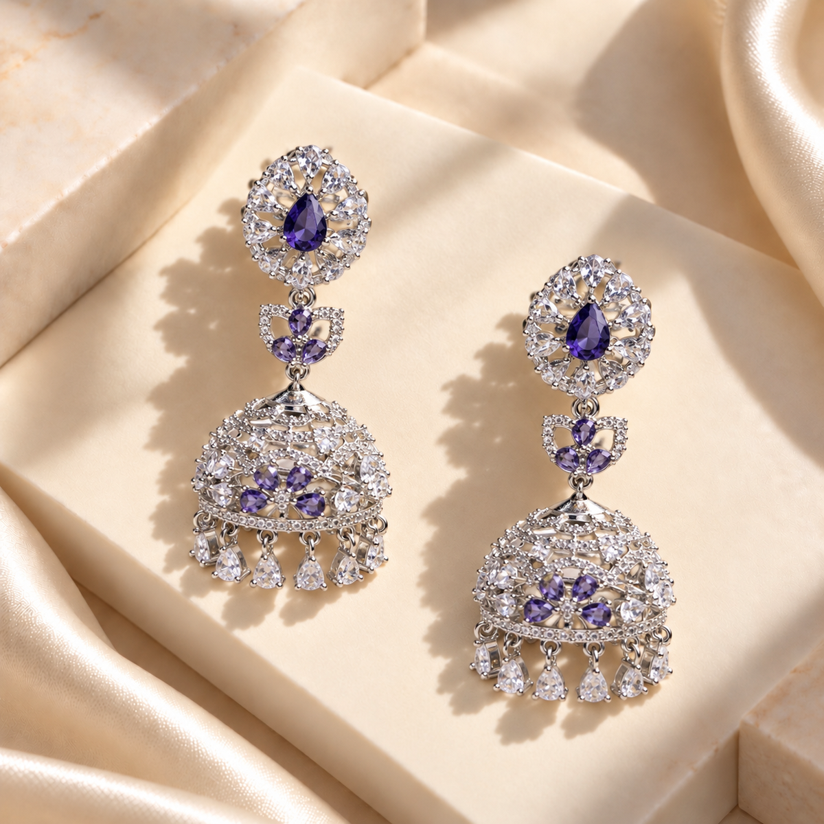 Elegant Stone Drop Jhumkas