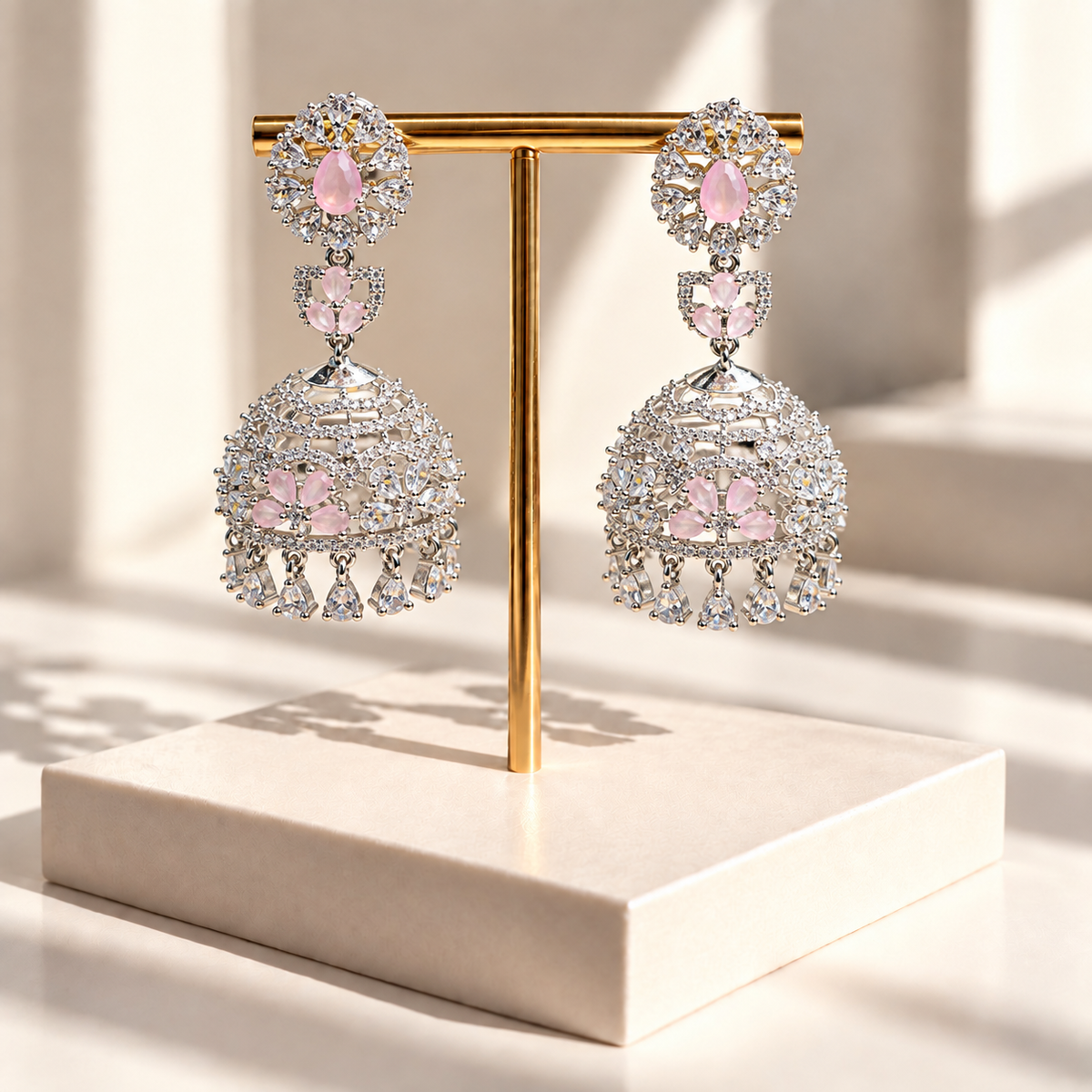 Elegant Stone Drop Jhumkas