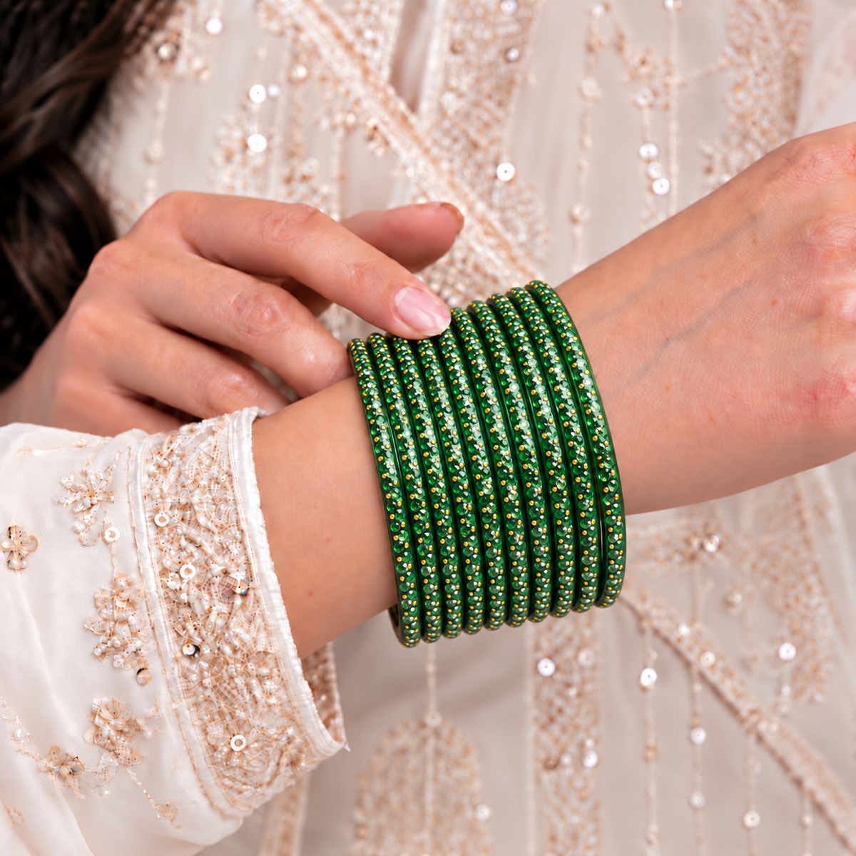 Golden Dot Glass Bangle