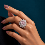 Layered Flower AD Stone Ring