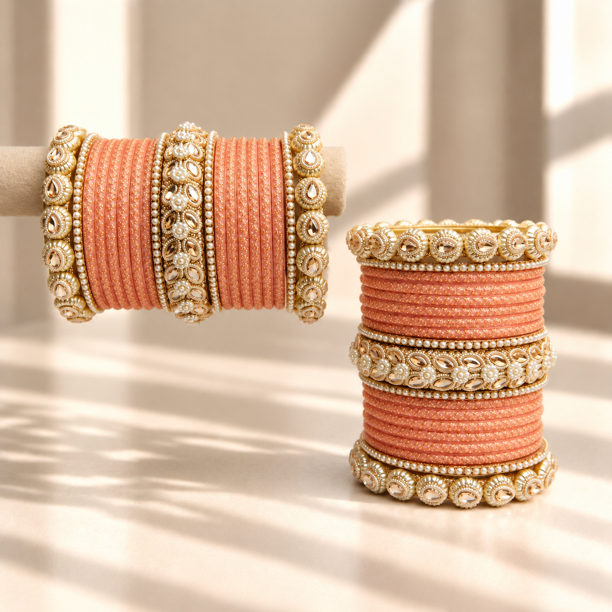 Drop Border Glass Bangle Set