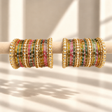 Floral Kundan Stone Bangle Set