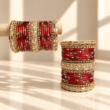 Floral Drop Stone Glass Bangle Set