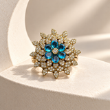 Layered Flower AD Stone Ring