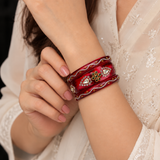 Drop Stone Short Glass Kada Bangle Set