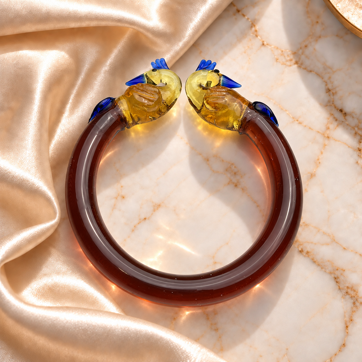 Royal Peacock Design Glass Kada