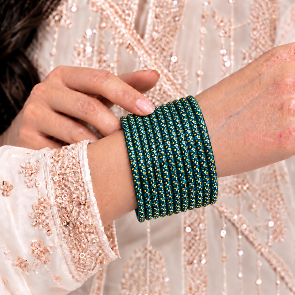 Golden Dot Glass Bangle