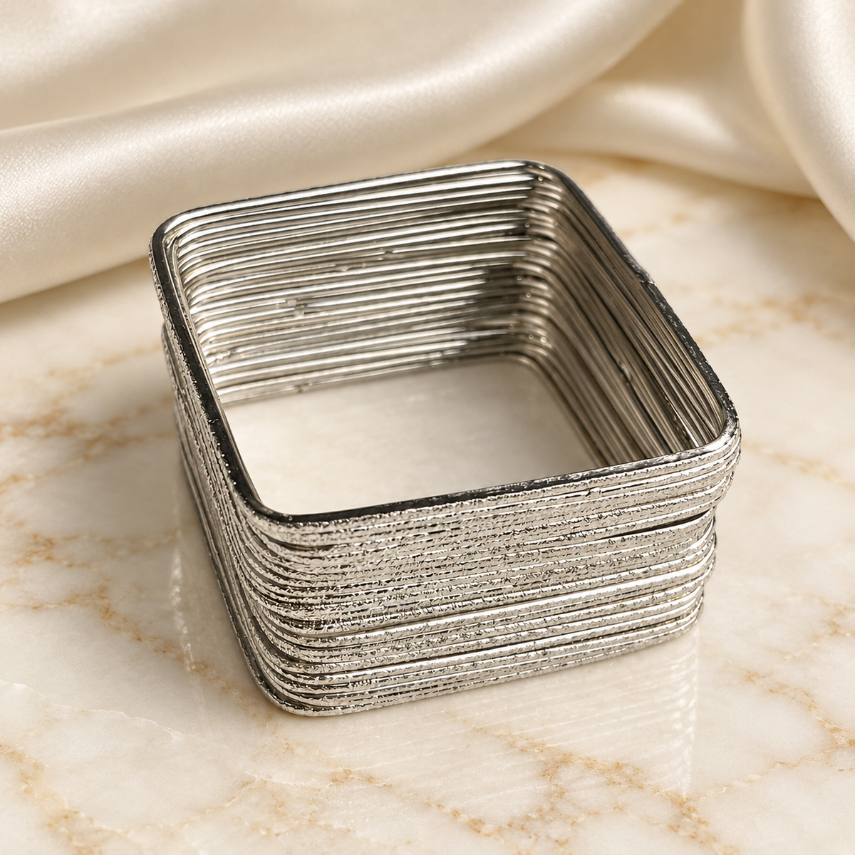 Square Textured Metal Bangles