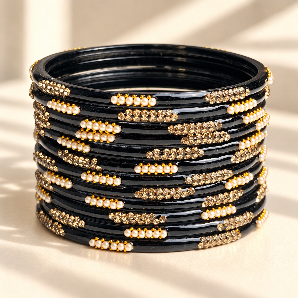 Pearl Line Glass Bangle