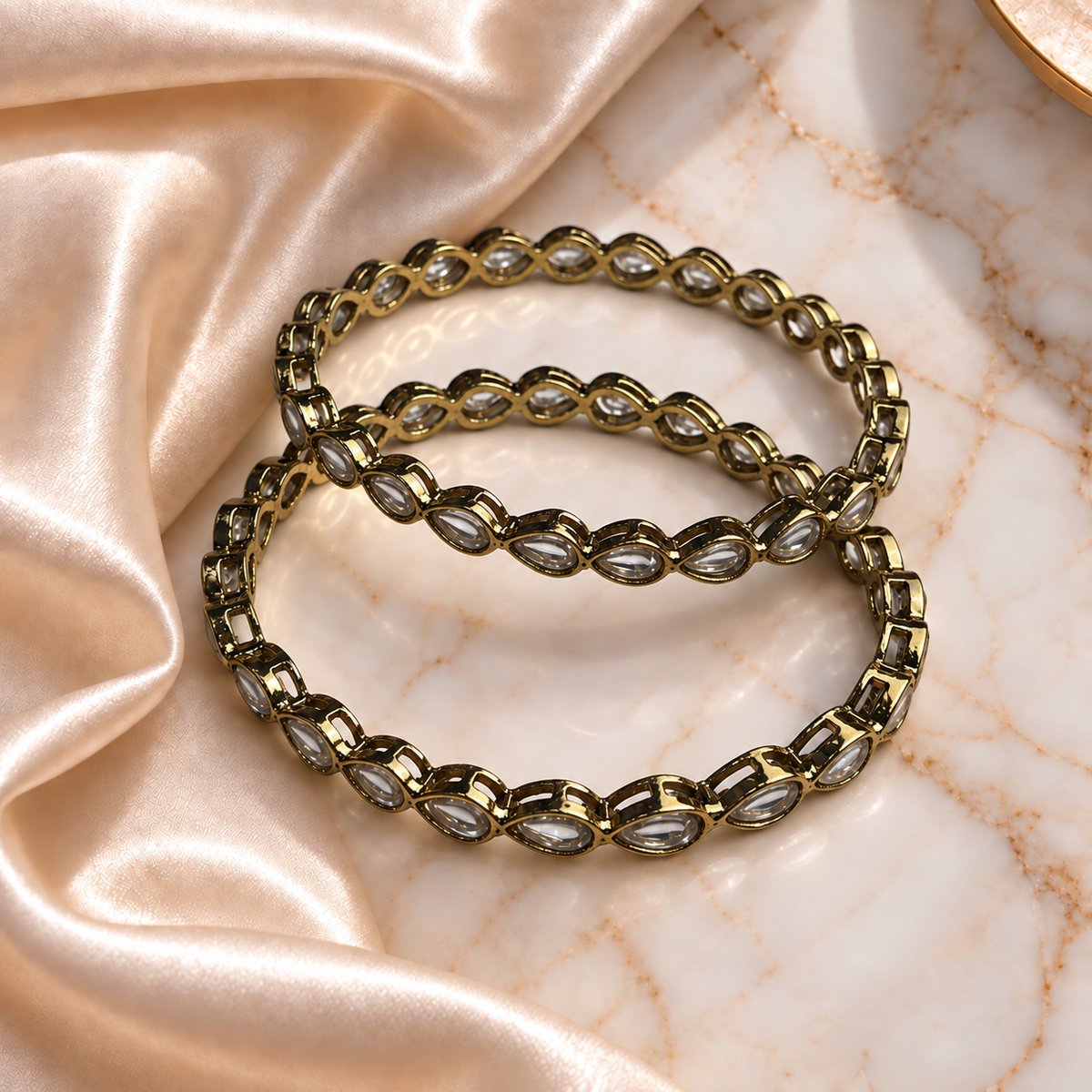 Kundan Tear Drop Line Bangles