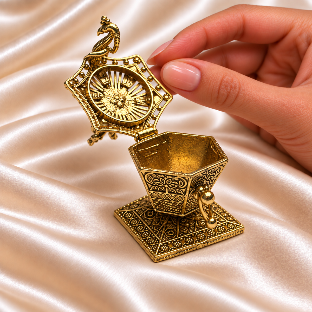 Stone Flower Sindoor Box