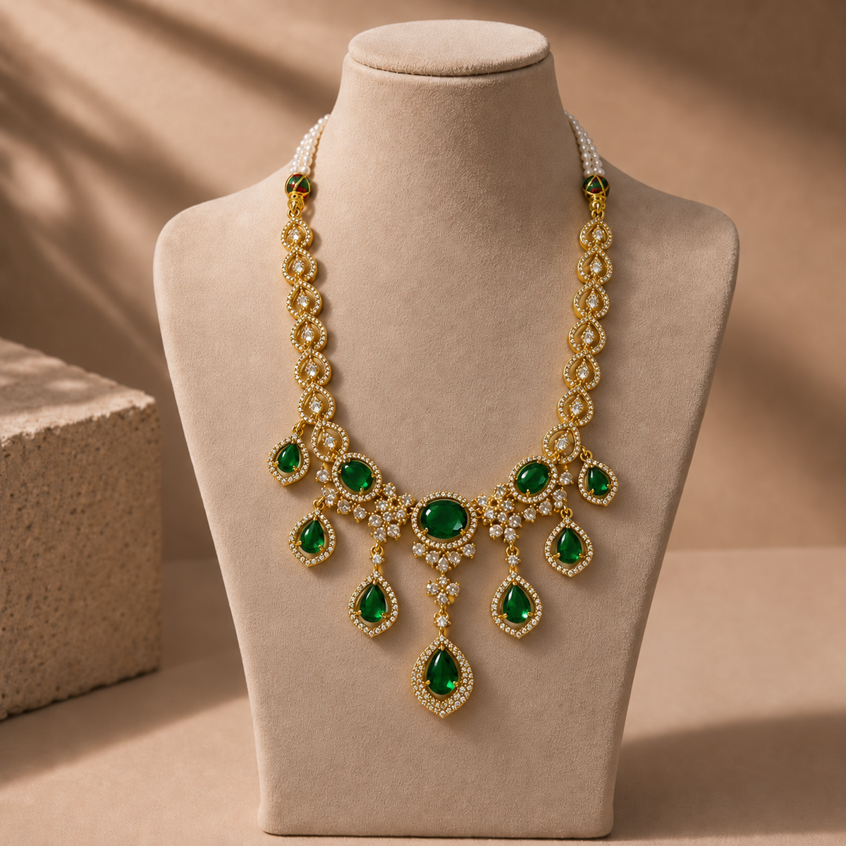 American Diamond Crystal Drop Necklace Set