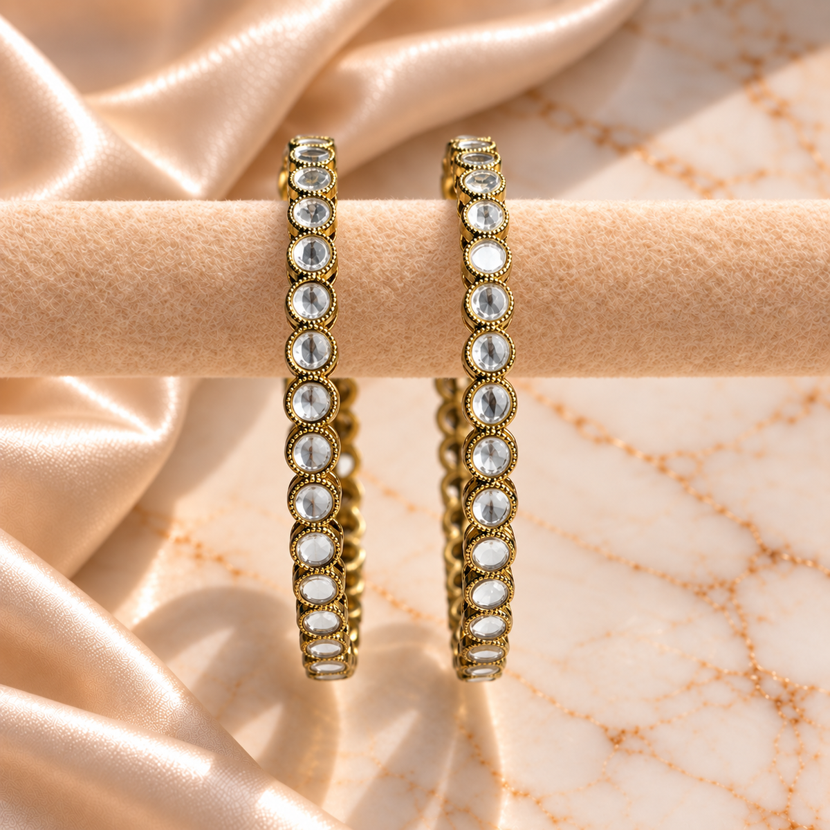 Round Mirror Stone Bangles