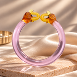 Glass Bracelet with Golden Elephant Design