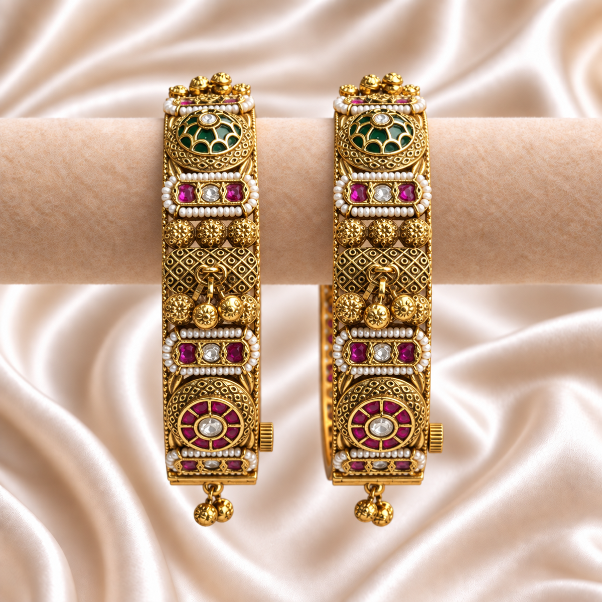 Rajwada Pearl & Beads with Stone Kada