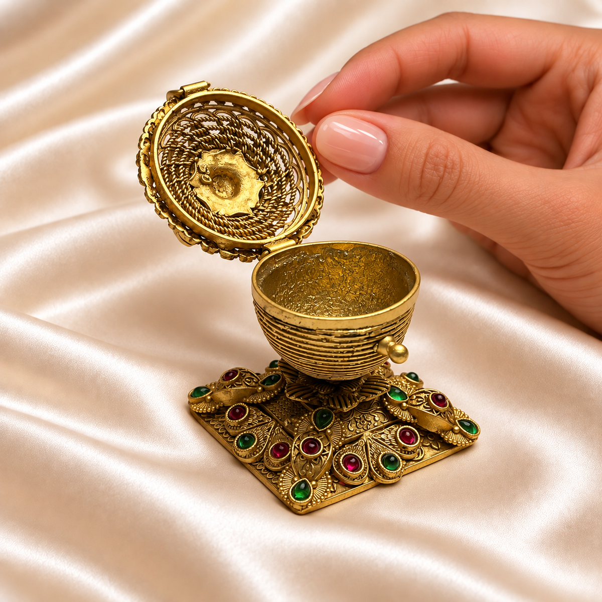 Teardrop Handle Sindoor Box