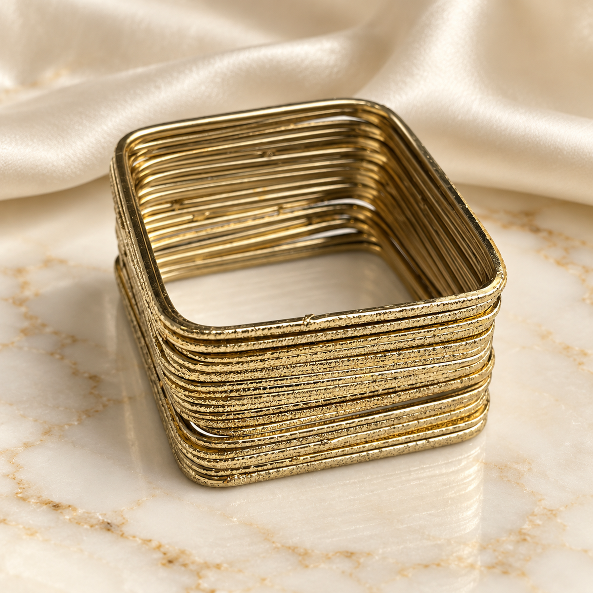 Square Textured Metal Bangles