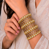 Floral Kundan Stone Bangle Set