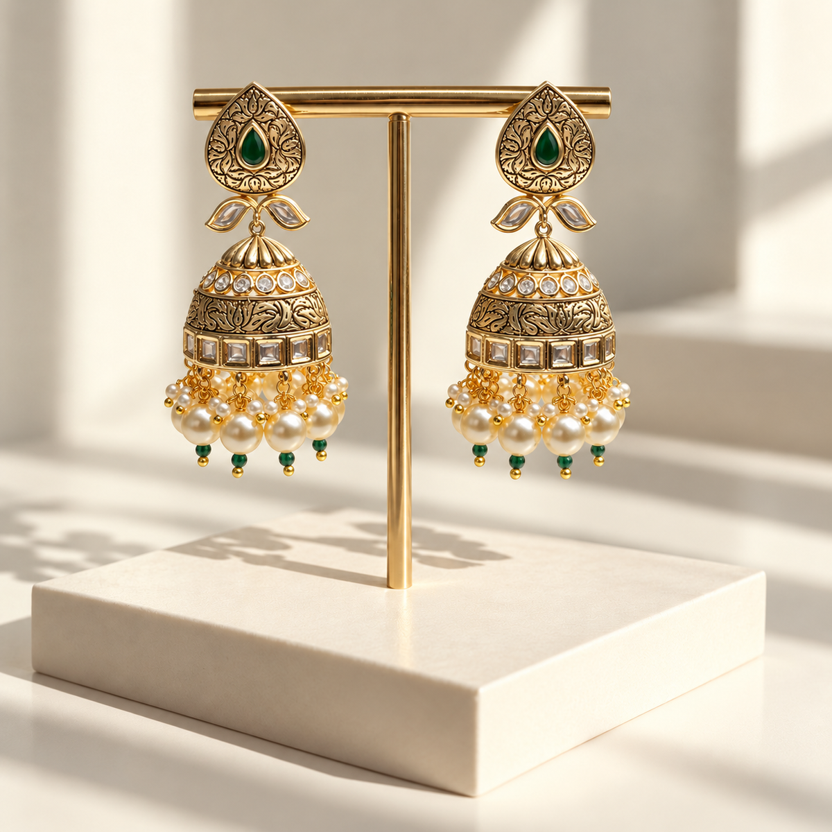 Classic Dome Pearl Jhumka Earrings