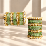 Floral Kundan Stone Bangle Set