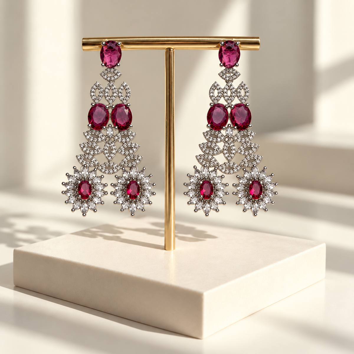 Graceful Stone Flower Earrings