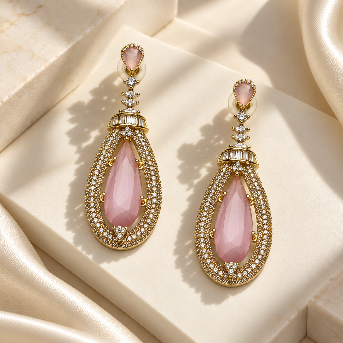 Graceful Teardrop Crystal Earrings