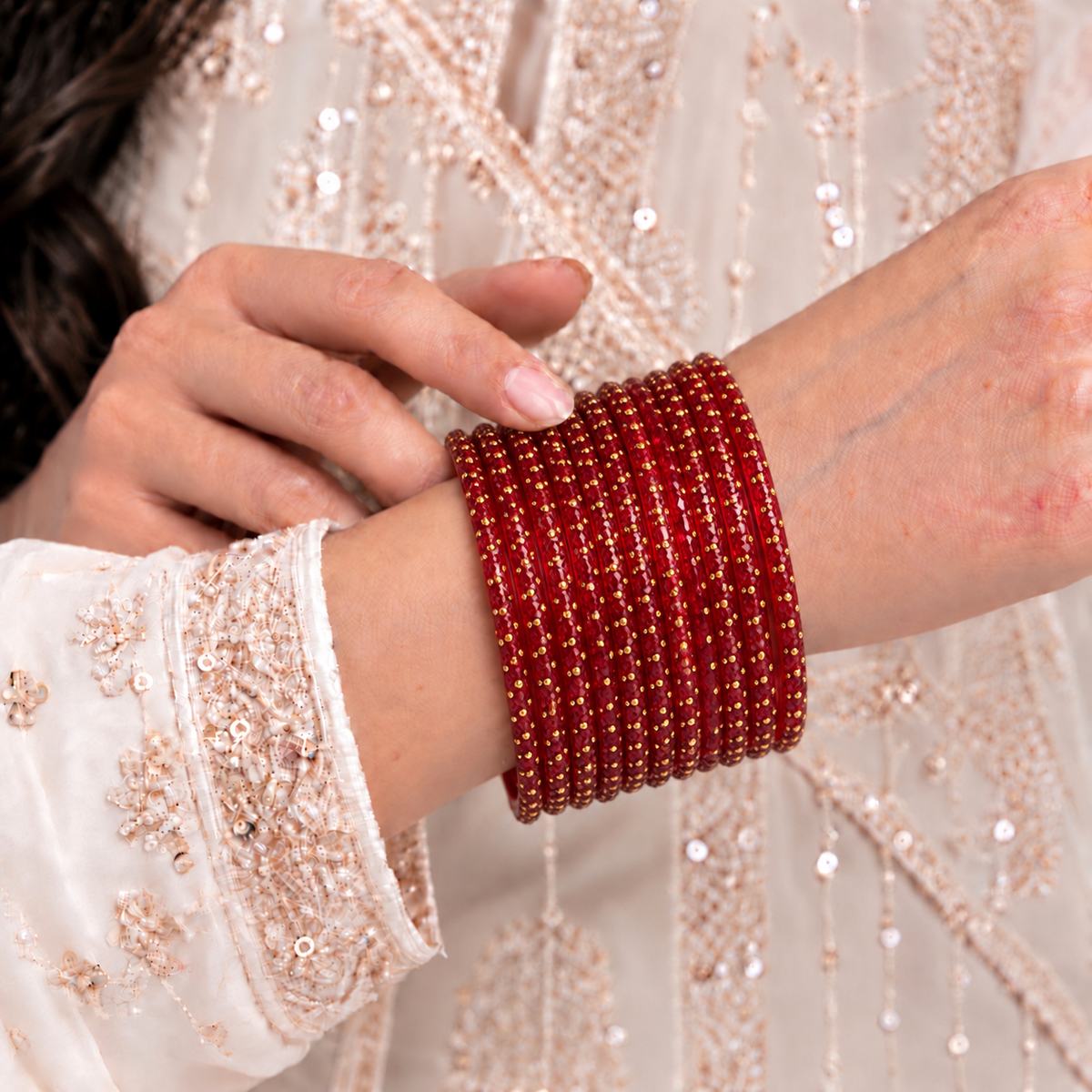 Golden Dot Glass Bangle