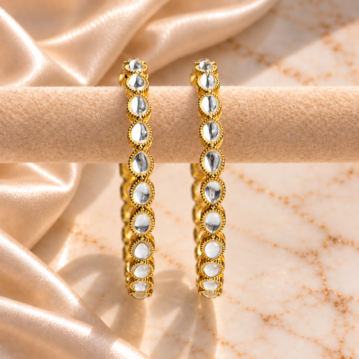 Kundan Tear Drop Line Bangles