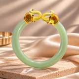 Glass Bracelet with Golden Elephant Design