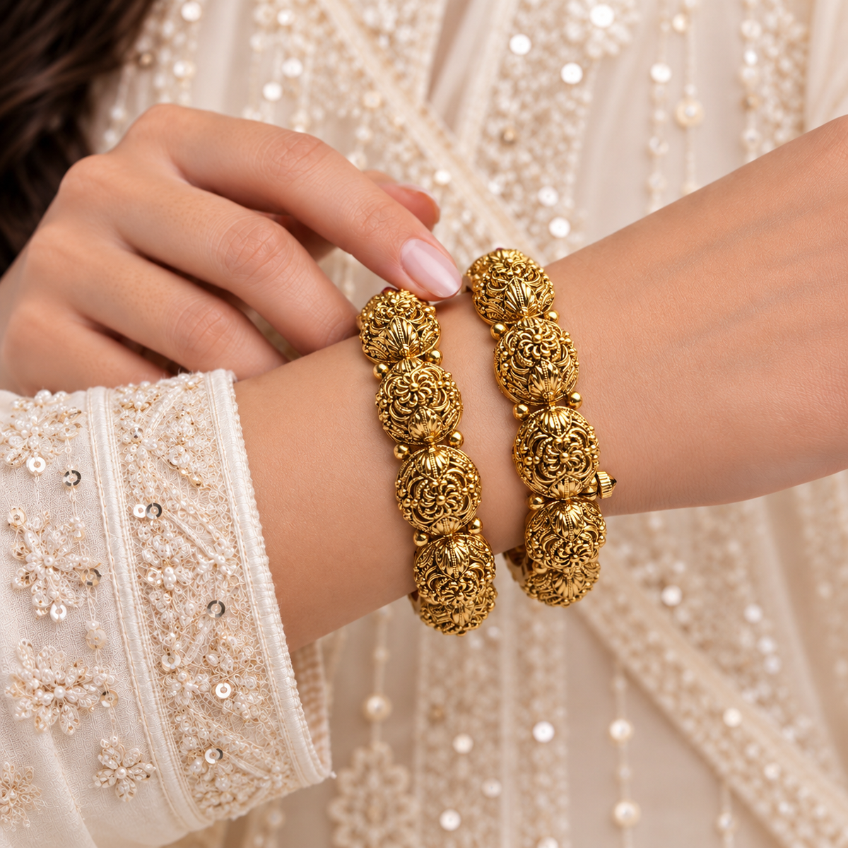 Rajwada Floral Carved Kada