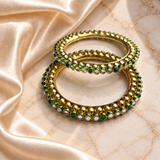 Twin Tone Round Kundan Stone Bangles