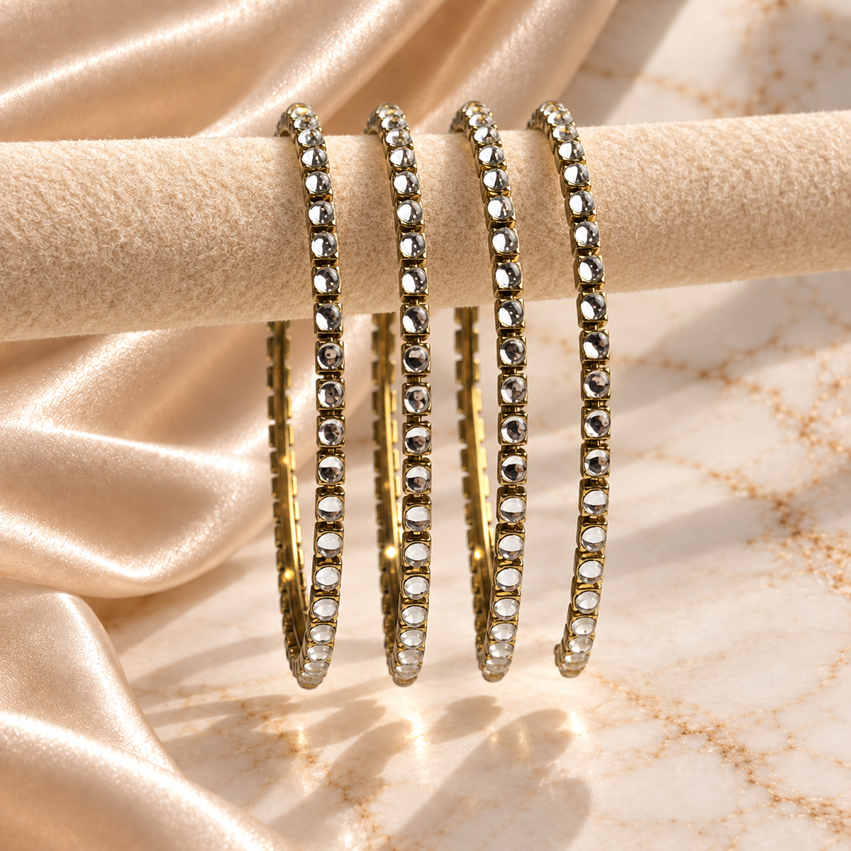 Crystal Dot Line Bangles