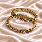 Rajwada Floral Pearl Kada Pair