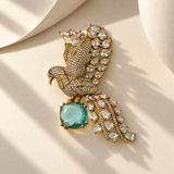 Flying Bird Design Stone Brooch