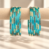 Pearl Line Glass Bangle