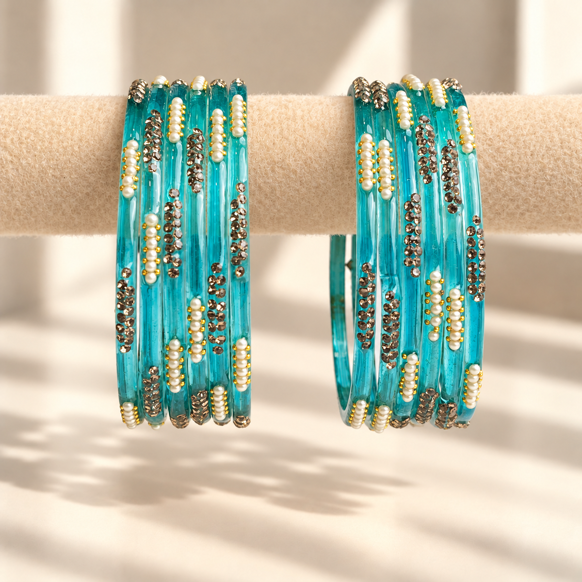 Pearl Line Glass Bangle