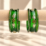 Drop Stone Short Glass Kada Bangle Set