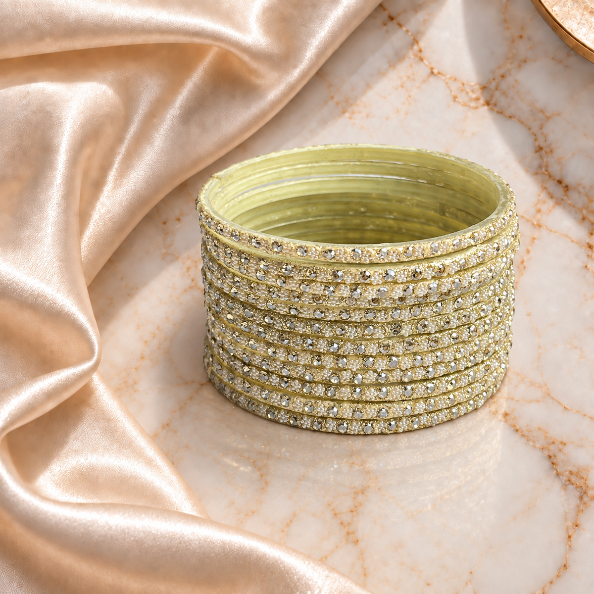 Flower stones glass bangles
