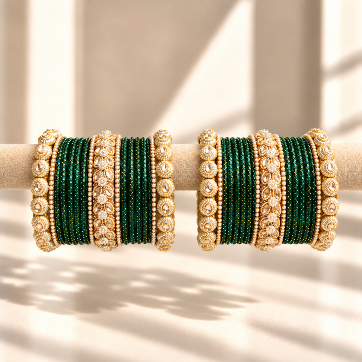 Drop Border Glass Bangle Set