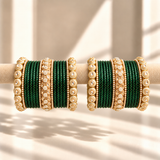 Drop Border Glass Bangle Set